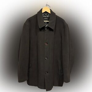 Claiborne Black Trench Coat Wool Blend